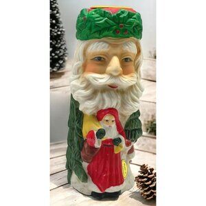 Santa Claus Bust Candle Holder Vintage Head Candlestick Christmas Decoration